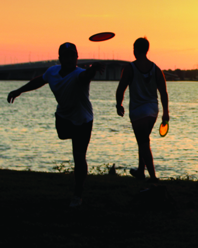 frisbee at sunset