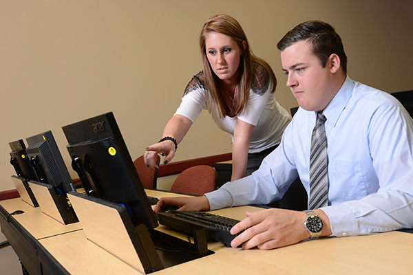 students at a computer