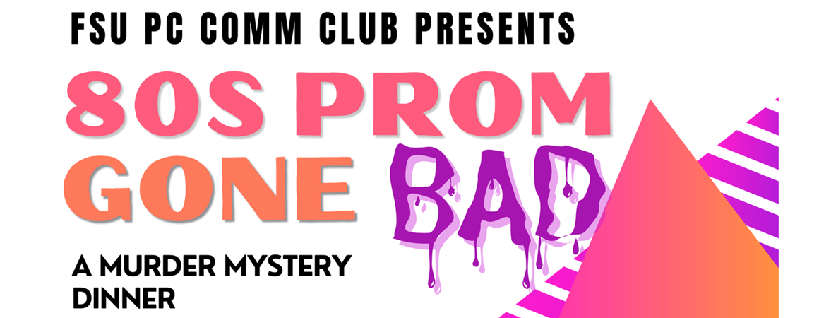 "Comm Club murder mystery graphic"