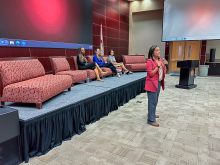 Adrianna Swearingen at podium, L-RTammetrius Farmer, Taylor Williams, Robyn Evans-6152.png