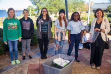 Group table activity, each group receives a plastic bag with the same items to build a raft. Groups are challenged to be able to place at least 50 pennies on the float before it sinks. Participants are encouraged to test their designs, regroup, retest, all a process of engineering.